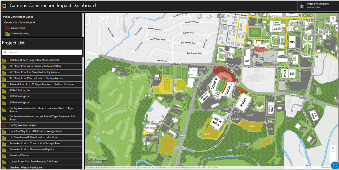 Campus map of construction